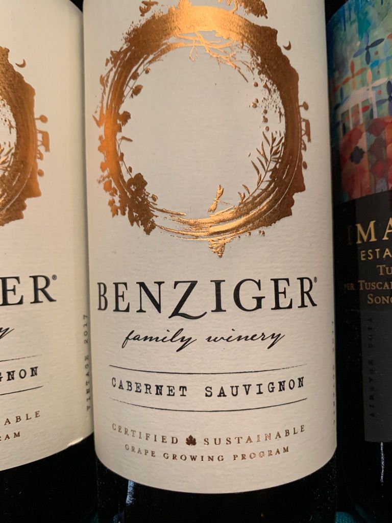 2017 Benziger Family Winery Cabernet Sauvignon Sonoma County, USA ...