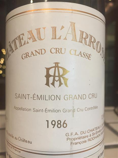 1986 Château L'Arrosée - CellarTracker