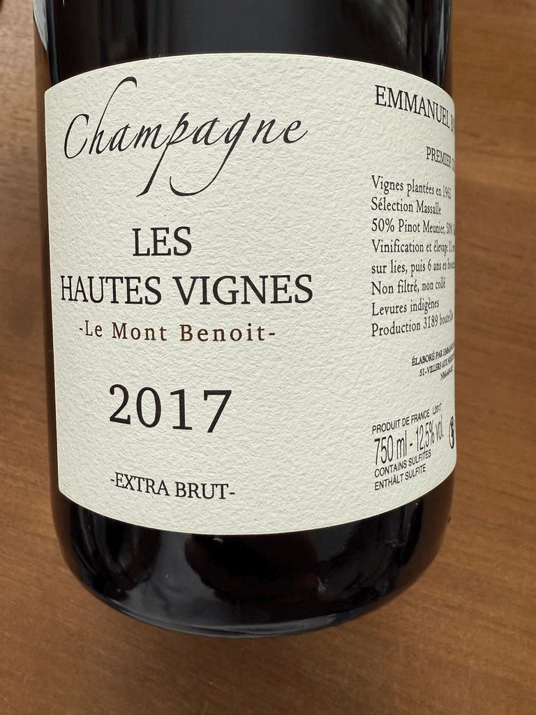 エマニュエル　ブロシェ LES HAUTES VIGNES 2017 2017 Emmanuel Brochet Champagne Premier Cru Les Hautes Vignes Le