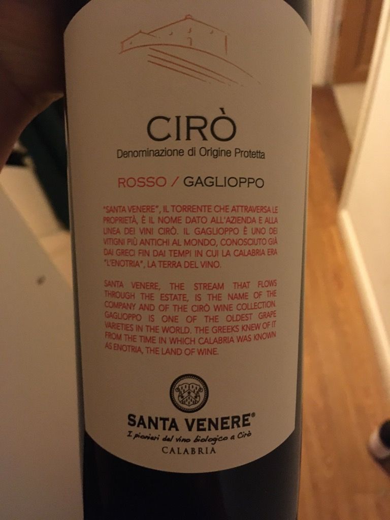 2018 Santa Venere Gaglioppo Cir Classico CellarTracker