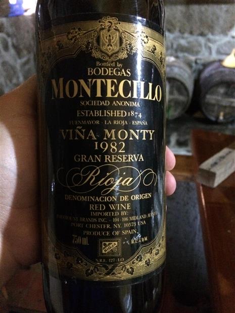 1982 Bodegas Montecillo Rioja Viña Monty Gran Reserva, Spain, La Rioja ...