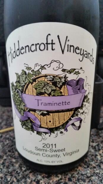 2011 Hiddencroft Vineyards Traminette Semi-Sweet, USA, Virginia ...