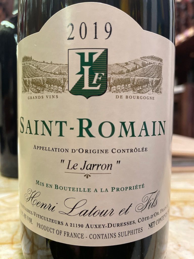2019 Henri Latour SaintRomain Le Jarron, France, Burgundy, Côte de Beaune, SaintRomain