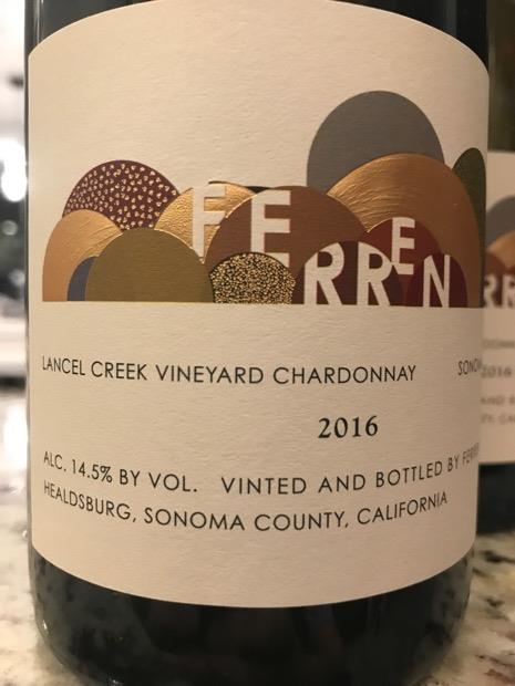 2016 Ferren Wines Chardonnay Lancel Creek Vineyard, USA, California ...
