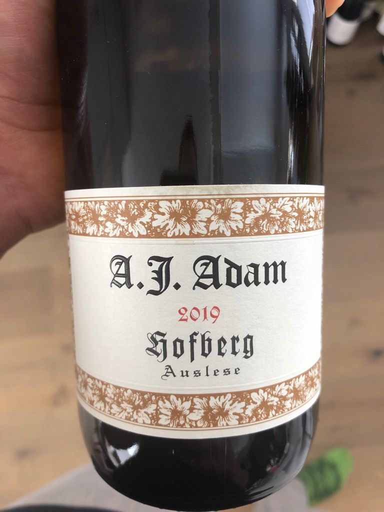 2019 A.J. Adam Hofberg Riesling Spätlese, Germany, Mosel Saar Ruwer ...