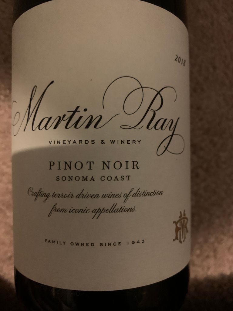 Martin ray Pinot Noir sonoma Coast glass 750ml (729722100064)