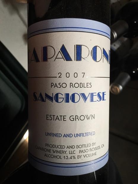 2007 Caparone Sangiovese Paso Robles, USA, California, Central Coast ...