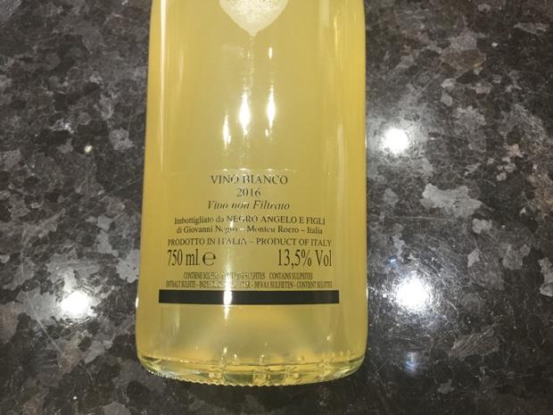 2017 Angelo Negro e Figli Roero Arneis Vino non Filtrato
