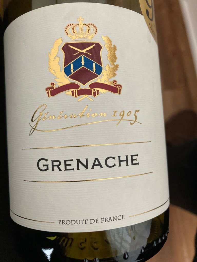 2020 Génération 1905 Grenache Vin de France - CellarTracker