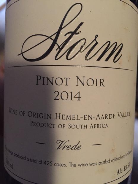 2014 Storm Wines (South Africa) Pinot Noir Vrede - CellarTracker