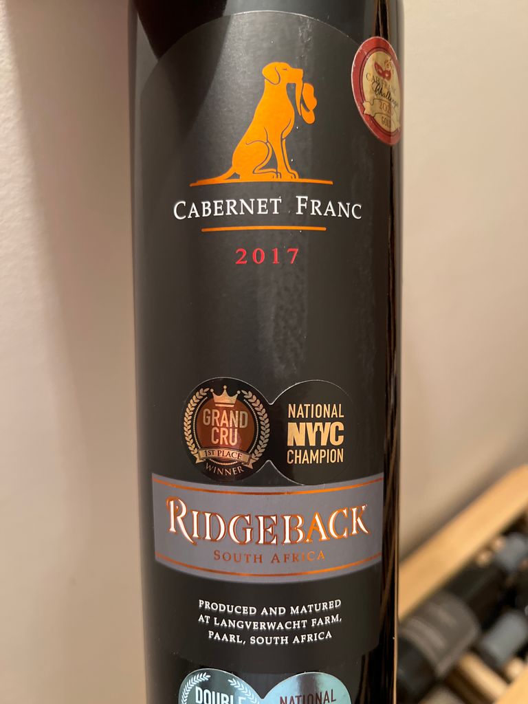 2020 Ridgeback Cabernet Franc, South Africa, Coastal Region, Paarl ...