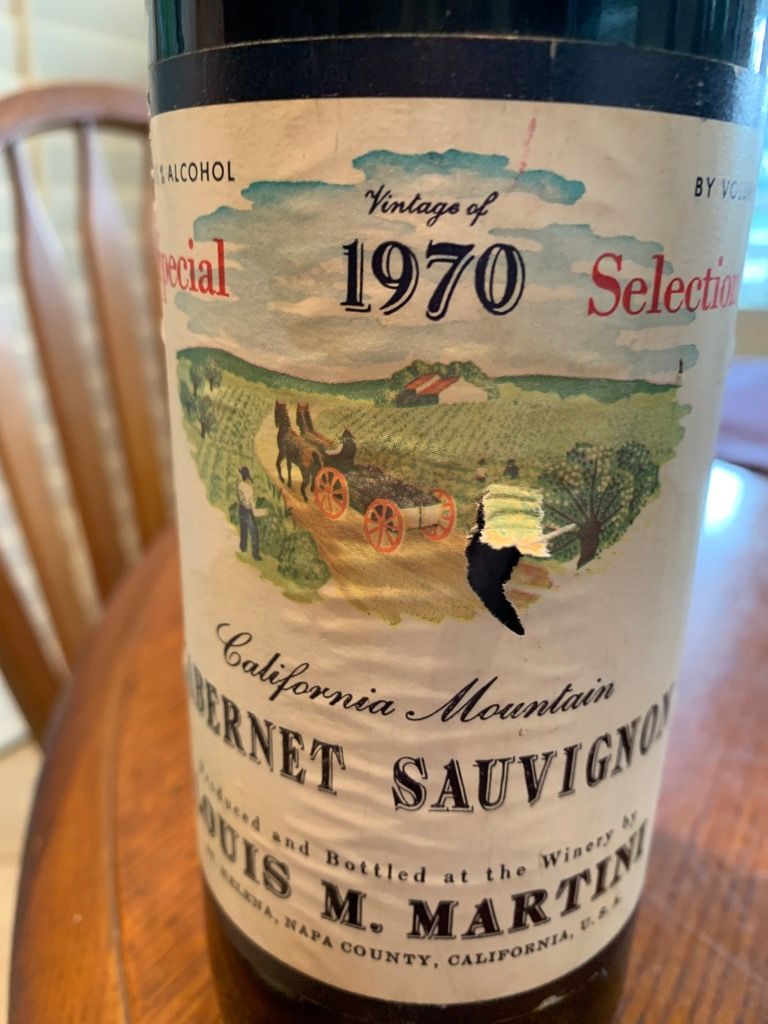 1970 Louis M. Martini Cabernet Sauvignon California Mountain