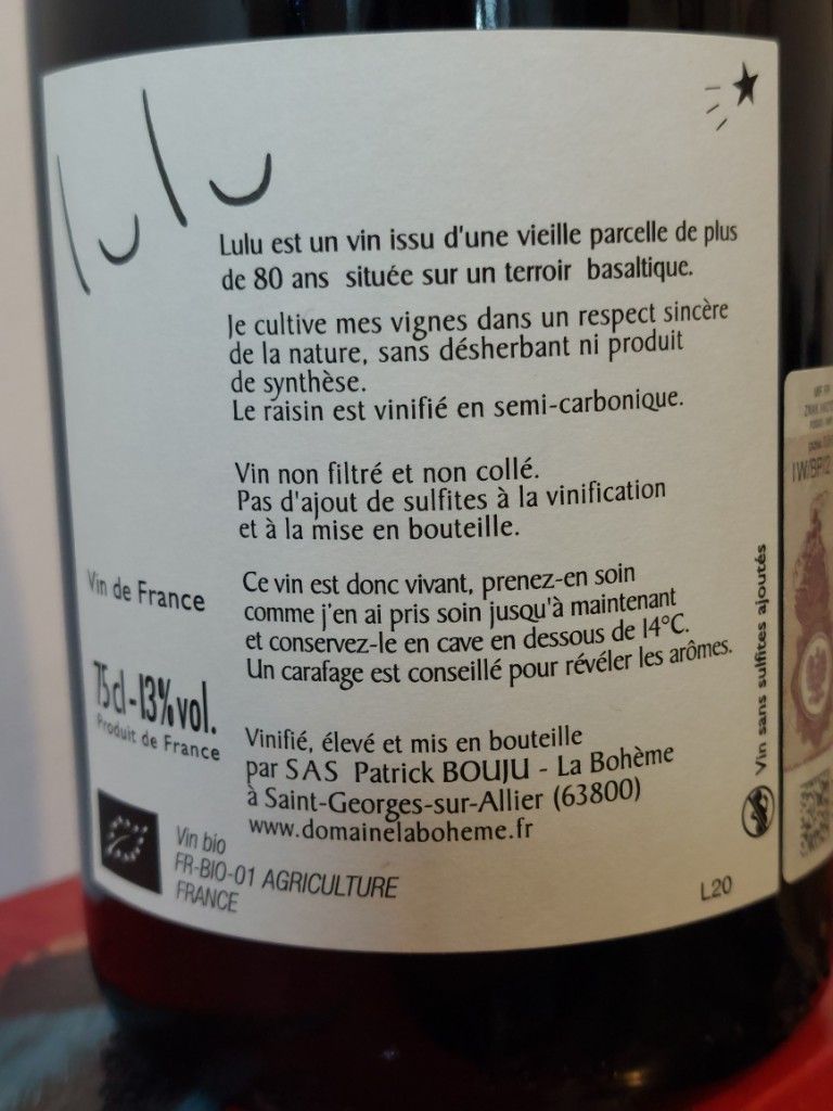 2020 Domaine la Bohème (Patrick Bouju) Lulu - CellarTracker