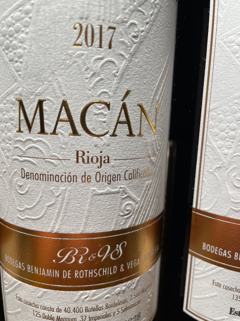 2017 Bodegas Benjamin De Rothschild & Vega Sicilia Rioja Macan, Spain ...