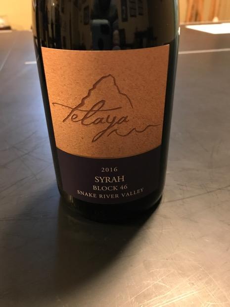 2019 Telaya Syrah Block 46, USA, Idaho, Snake River Valley - CellarTracker