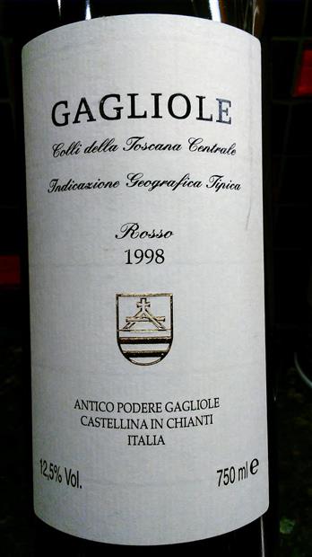1998 Gagliole Rosso, Italy, Tuscany, Colli della Toscana Centrale IGT ...