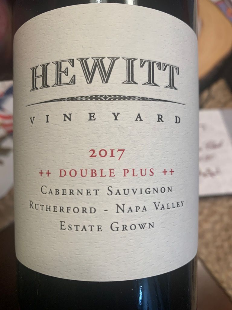 2017 Hewitt Vineyard Cabernet Sauvignon double plus