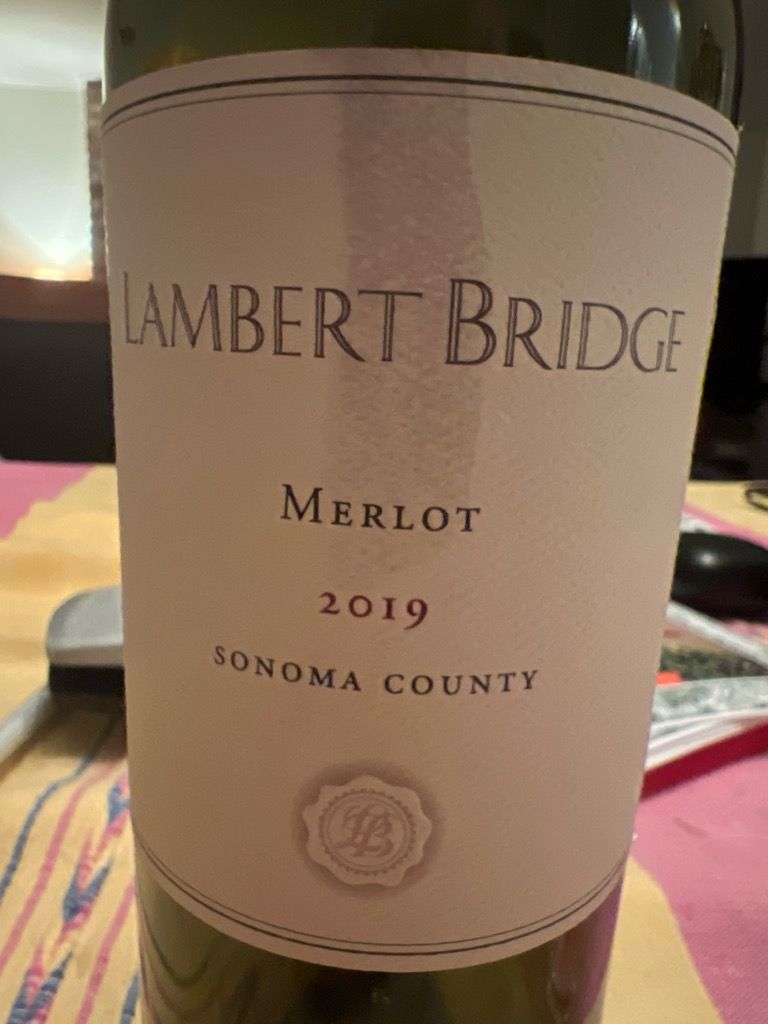 2019 Lambert Bridge Merlot Sonoma County Selection, USA, California ...