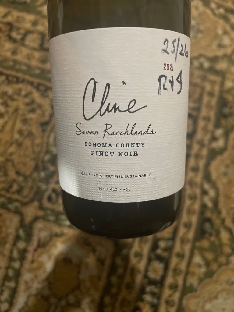 2021 Cline Cellars Pinot Noir Seven Ranchlands, USA, California, Sonoma ...