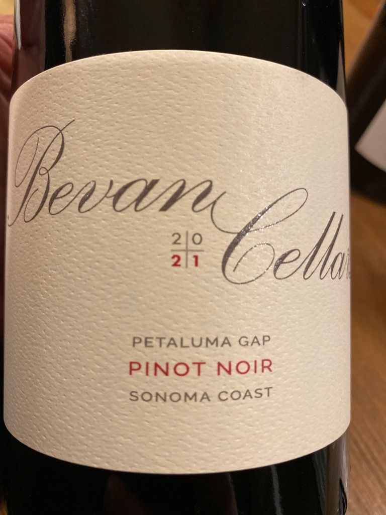 2021 Bevan Cellars Pinot Noir Petaluma Gap, USA, California, Sonoma