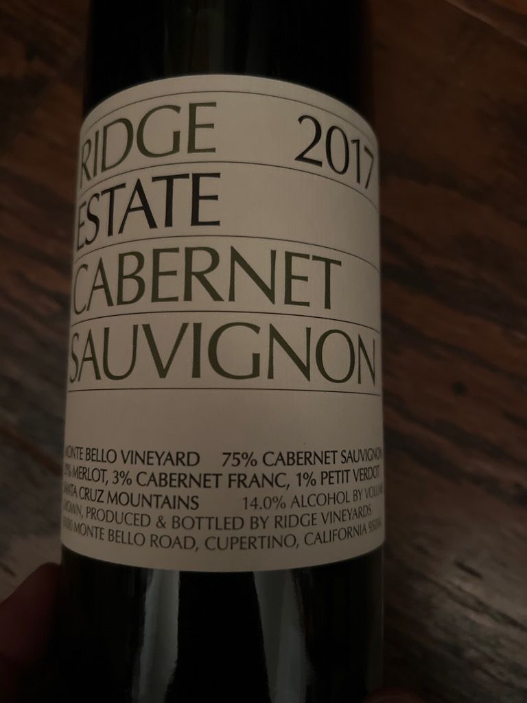 2017 Ridge Cabernet Sauvignon Estate - CellarTracker
