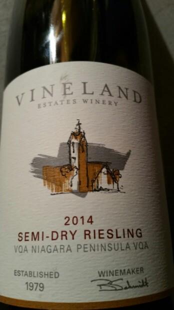 2014 Vineland Estates Winery Semi-Dry Riesling, Canada, Ontario ...