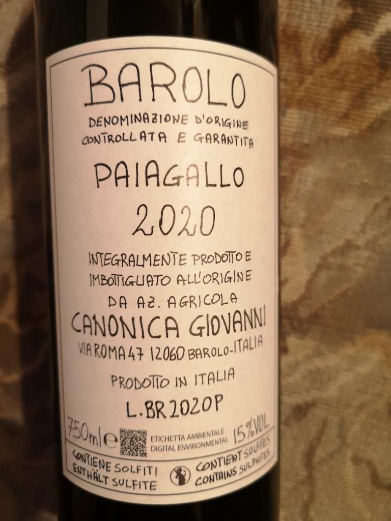 2020 Giovanni Canonica Barolo Paiagallo - CellarTracker