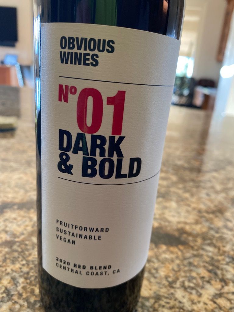 2020 Obvious Wines No. 1 Dark & Bold, USA, California, Central Coast ...