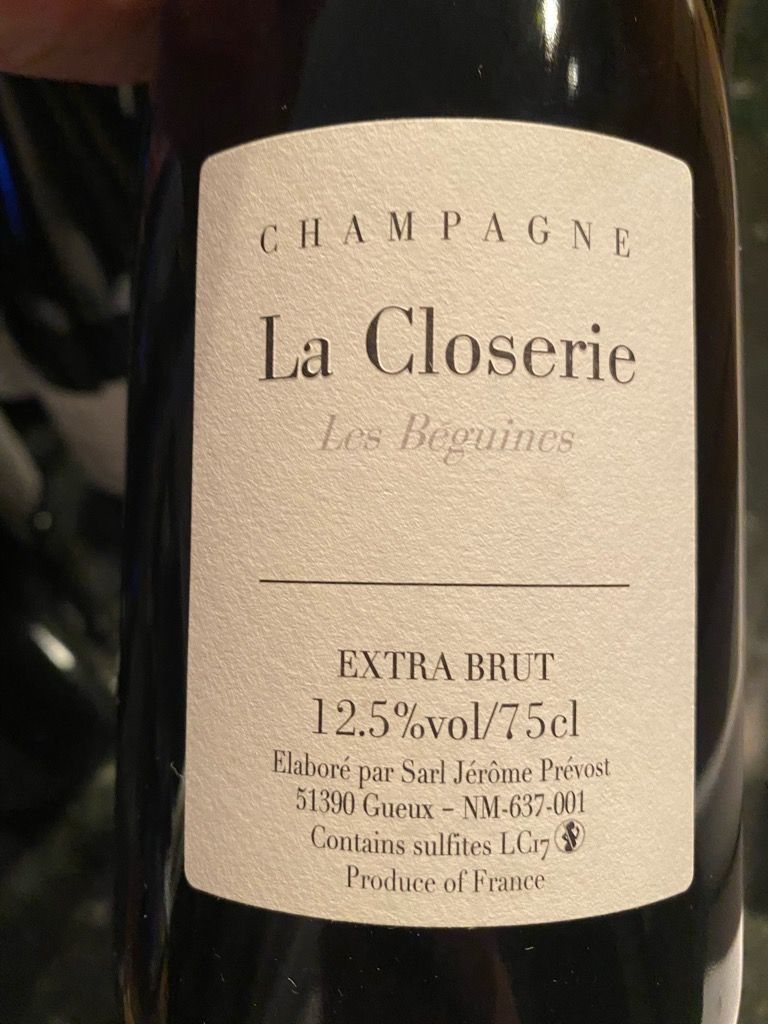 N.V. Jérôme Prévost Champagne La Closerie Extra Brut Les Beguines ...