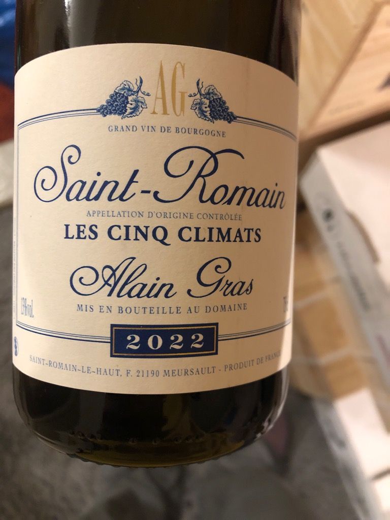 2022白Alain Gras Saint Romain 2022 Alain Gras Saint-Romain Blanc Les Cinq Climats - CellarTracker