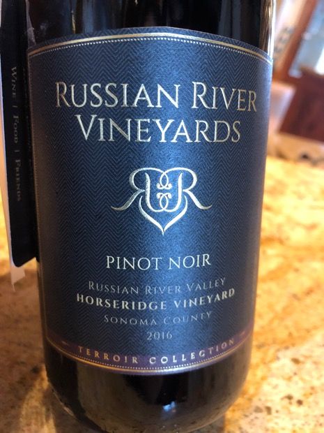 2016 Russian River Vineyards Pinot Noir Horseridge Vineyard Russian ...