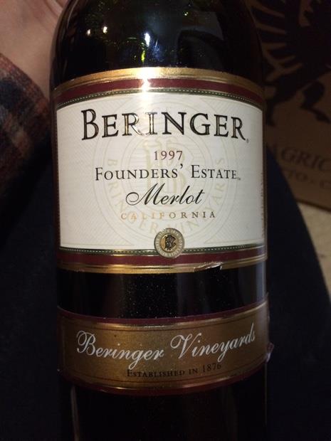 2000 Beringer Vineyards Merlot Founders' Estate Smooth Red Wine Napa ...