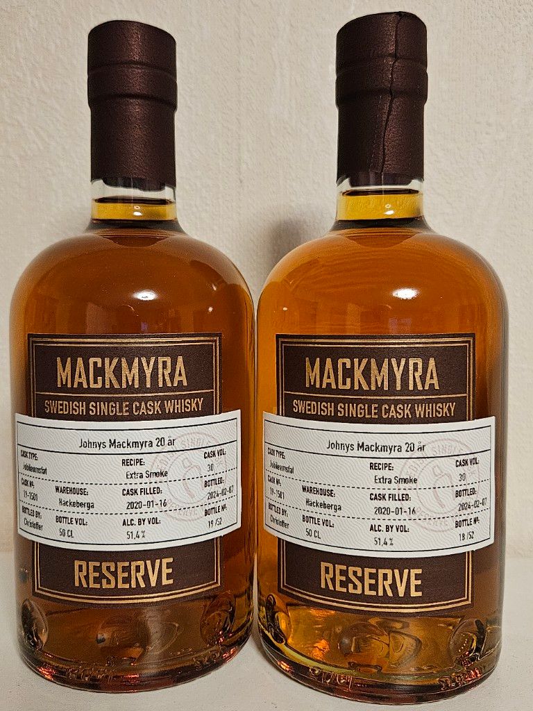 NV Mackmyra Reserve Johny's Mackmyra 20 år Extra rök Jubileumsfat 51,4% ...