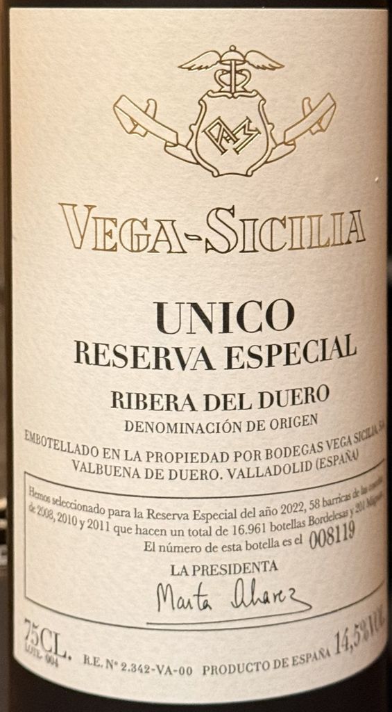 N.V. Bodegas Vega-Sicilia Ribera del Duero Único Reserva Especial