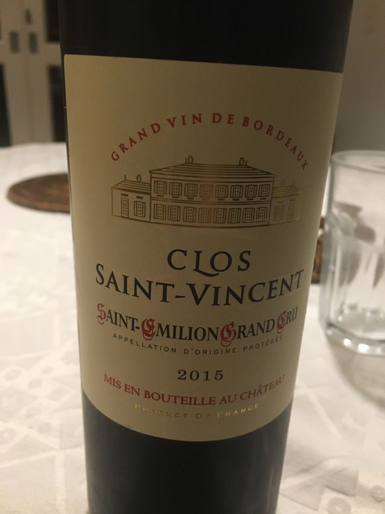 2015 Clos SaintVincent, France, Bordeaux, Libournais, St. Émilion