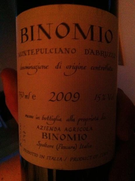 2009 Binomio Montepulciano D Abruzzo Italy Abruzzi Montepulciano D 