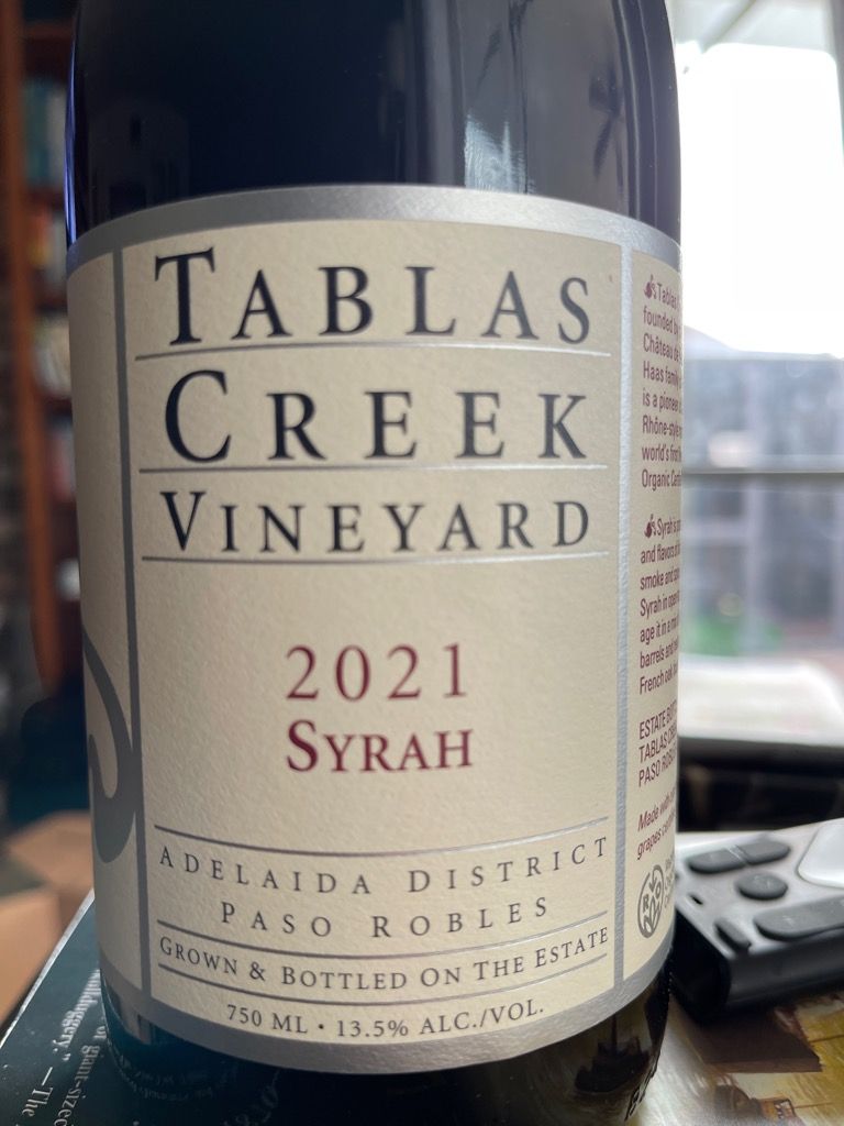 2021 Tablas Creek Syrah, USA, California, Central Coast, Paso Robles