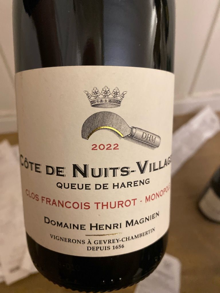 2022 Henri Magnien Côte de Nuits Villages Queue de Harang Clos Francois ...