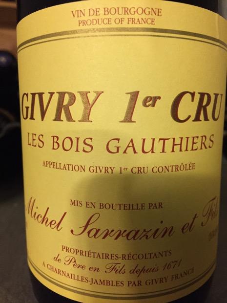 2014 Michel Sarrazin Et Fils Givry 1er Cru Les Bois Gauthiers, France ...