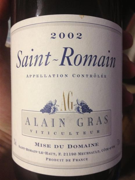 2013 Alain Gras Saint-Romain Blanc - CellarTracker