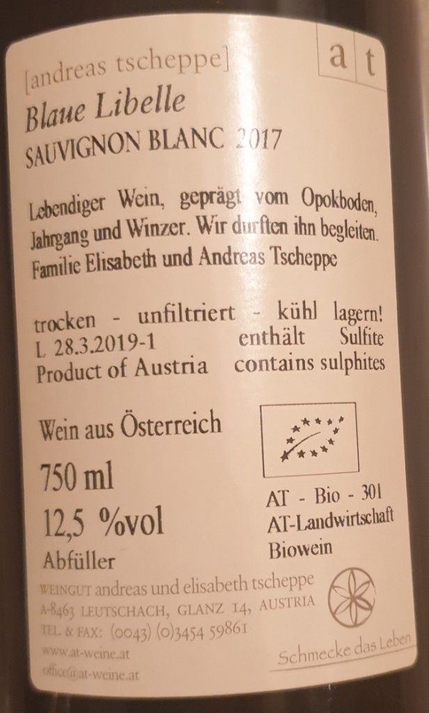2018 Andreas Tscheppe Sauvignon Blanc blaue Libelle