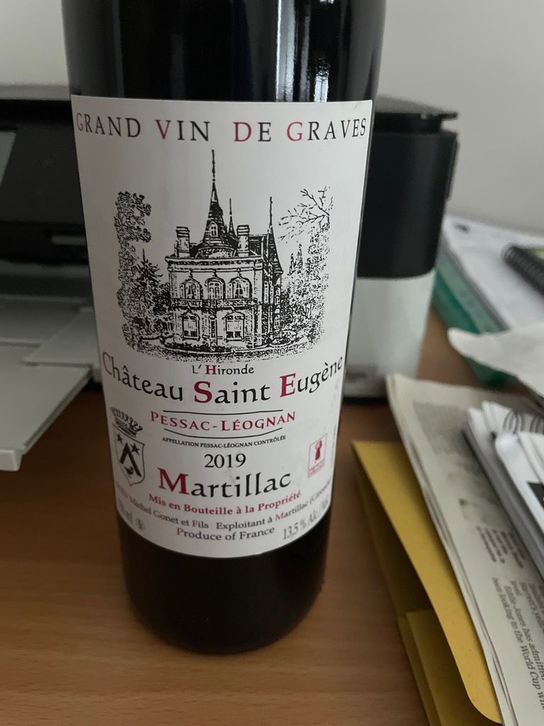 2020 Château Saint Eugene L'Hironde, France, Bordeaux, Graves, Pessac