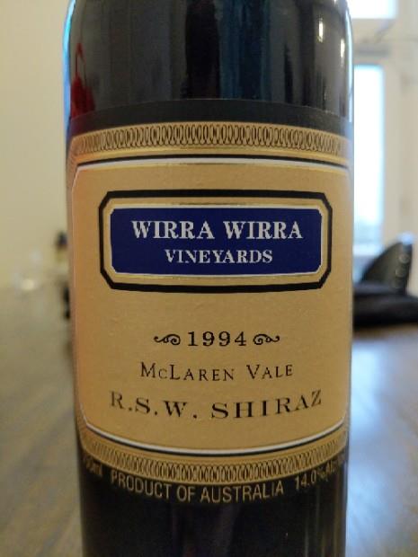 1994 Wirra Wirra Shiraz RSW, Australia, South Australia, Fleurieu ...