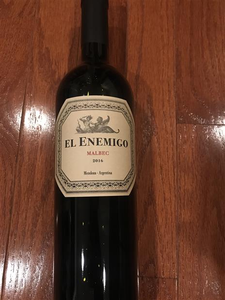 2016 El Enemigo Malbec, Argentina, Mendoza - CellarTracker