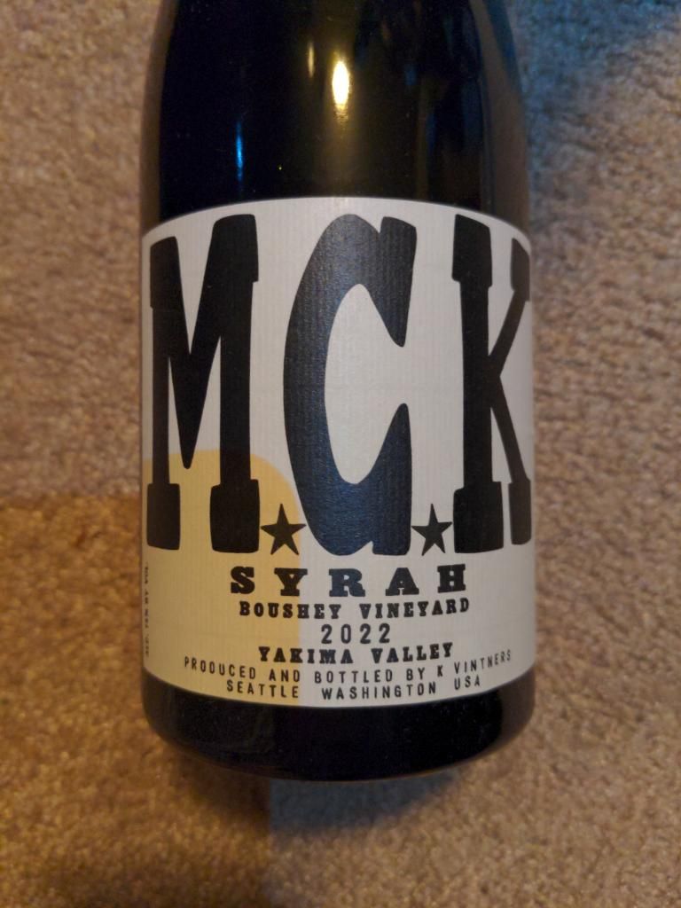 2022 K Vintners Syrah Motor City Kitty Boushey Vineyard