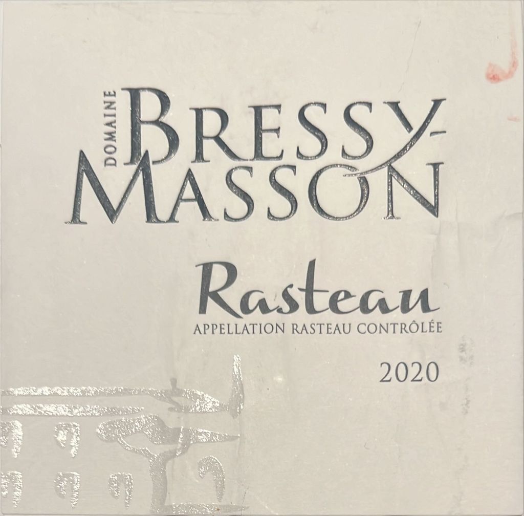 2020 Domaine Bressy Masson Rasteau France Rhône Southern Rhône