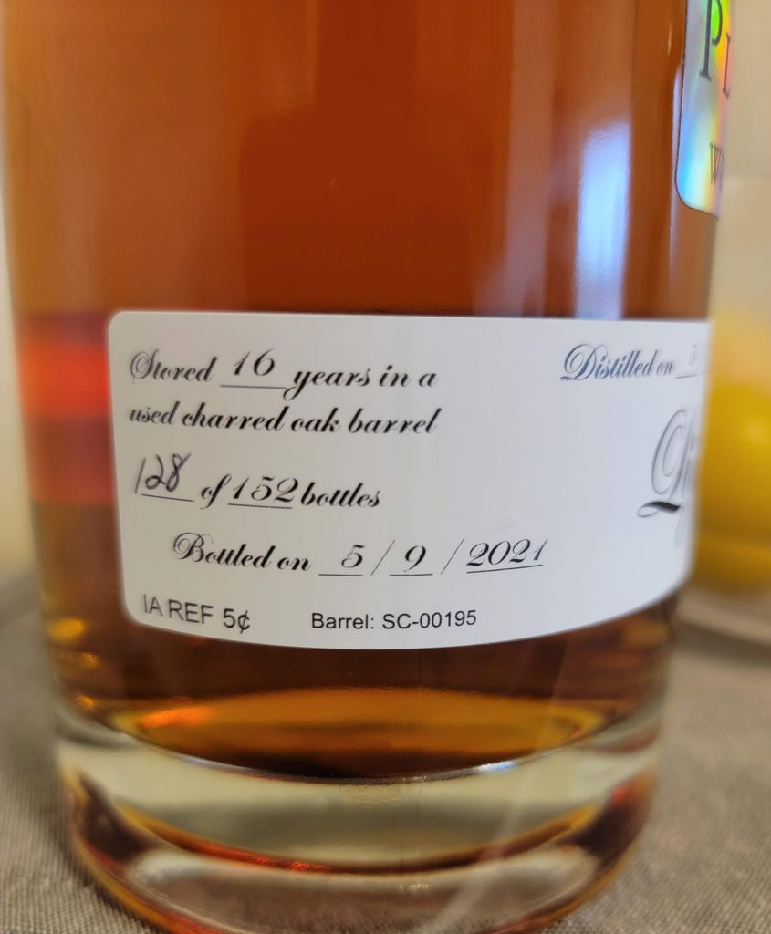 2007 Cat's Eye 16 Year Obtainium (LDI) Light Whiskey Plumpjack Barrel
