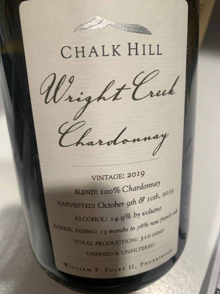 2019 Chalk Hill Chardonnay Wright Creek, USA, California, Sonoma County