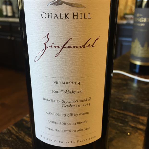 2014 Chalk Hill Zinfandel Chairman's Club, USA, California, Sonoma