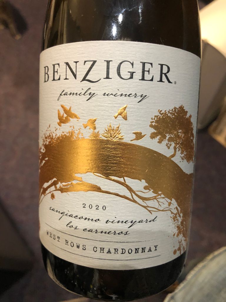 2020 Benziger Family Winery Chardonnay West Rows Sangiacomo Vineyard ...